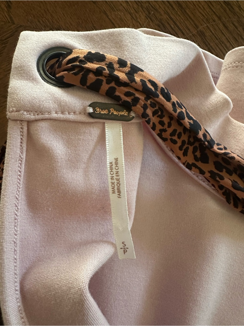 Free People West Hill Blush Pink Mini Dress Leopard Tie Back S - Picture 9 of 12